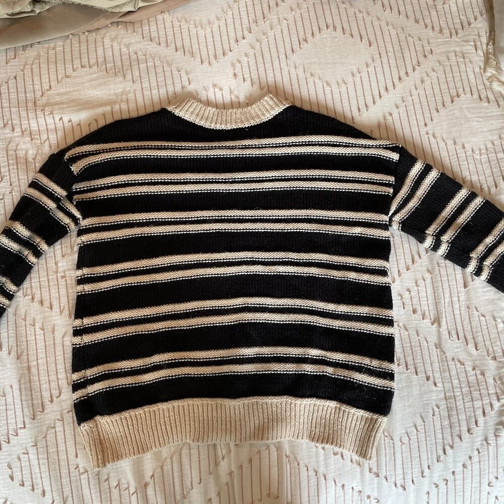 H&M Black and Cream Striped Sweater